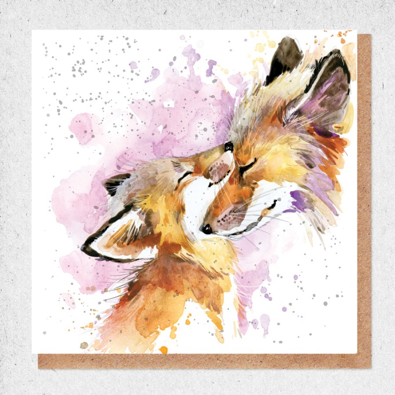 Fox and Cub Blank Greeting Card & Envelope by Alljoy