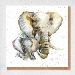 Elephant and Calf Blank Greeting Card & Envelope by Alljoy