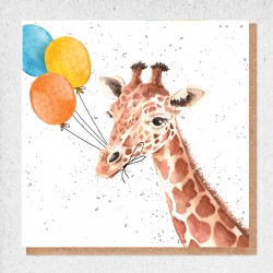 Giraffe & Balloons Blank Greeting Card & Envelope by Alljoy