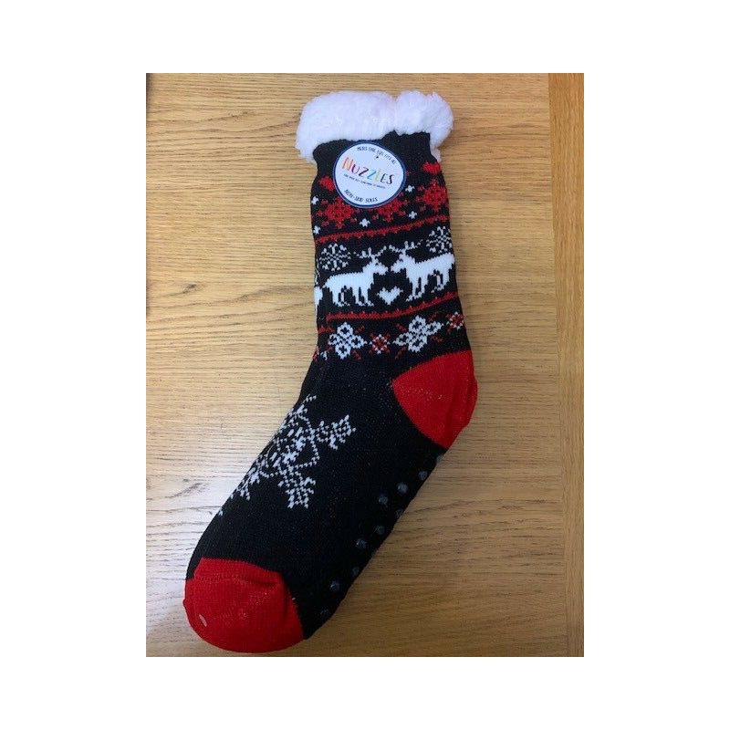 Reindeer Black Nuzzles  Non -Skid Slipper Socks Men