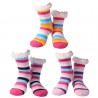 Navy and Pink Striped Nuzzles  Non -Skid Slipper Socks Ladies