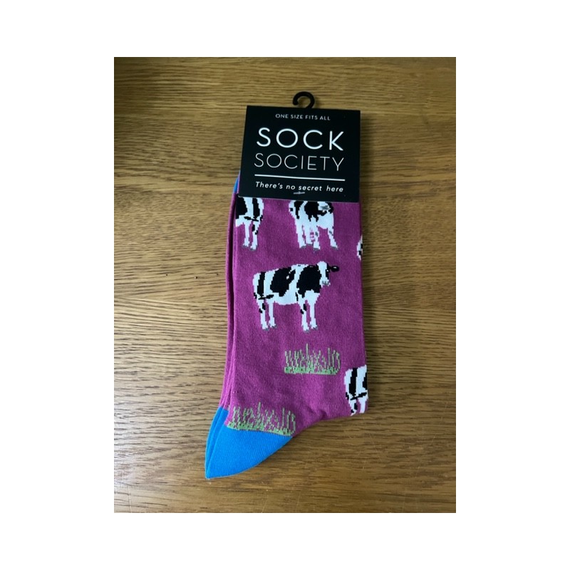Sock Society Cow Mauve Socks