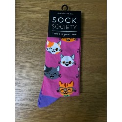 Sock Society  Pink Cat Faces Socks