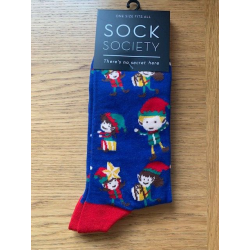 Sock Society Christmas Elves Blue Socks