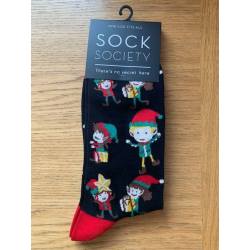 Sock Society Christmas Elves Black Socks
