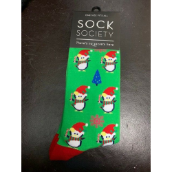 Sock Society Christmas Penguins Green Socks