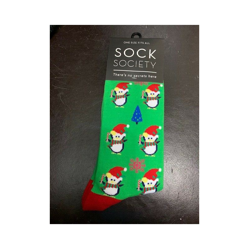Sock Society Christmas Penguins Green Socks