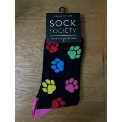 Sock Society Paw Prints Black Socks