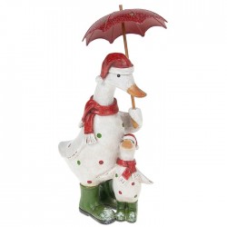 David's Christmas Mum & Baby Duck With Umbrella