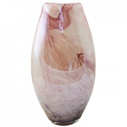 Vincenza Medium Glass Pink and White Vase