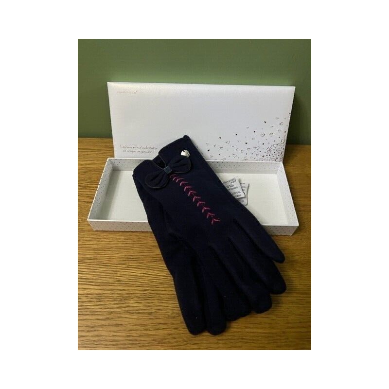 Equilibrium Boxed Gloves - Navy Bow
