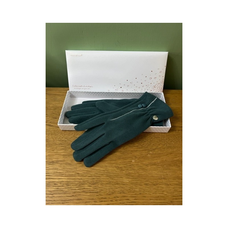 Equilibrium Boxed Gloves - Fleecy Two Button Trim Green
