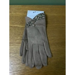 Equilibrium Gloves - Leopard Print Cuff Beige unboxed