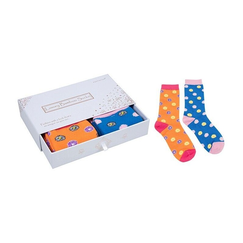 Equilibrium Bamboo Socks - Ladies Box of 2 Dainty Daisy