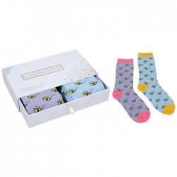 Equilibrium Bamboo Socks - Ladies Box of 2 Busy Bees