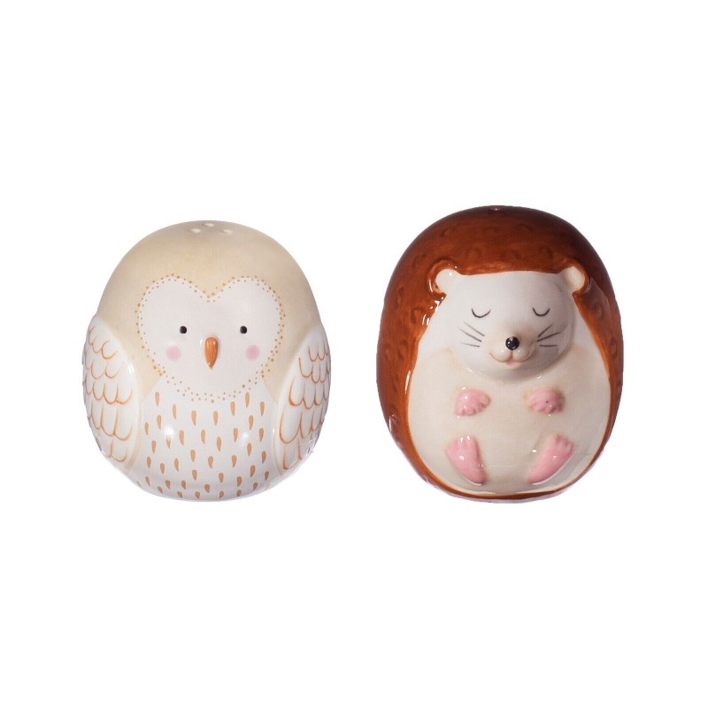 Forest Folk Owl and Hedgehog Salt and Pepper Shakers