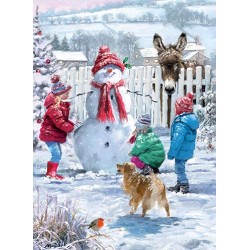 Help Charity Christmas Card pack of 8 Building a Snowman