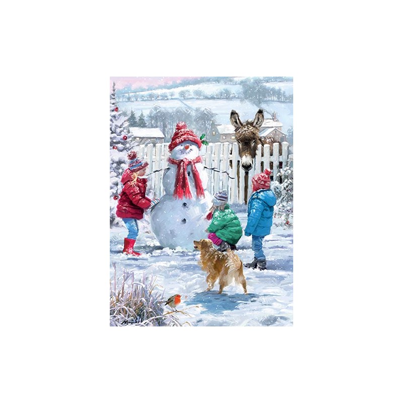 Help Charity Christmas Card pack of 8 Building a Snowman