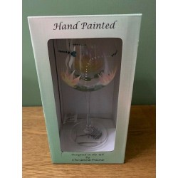 Arty Balloon Gin Glass Hand Painted Lotus and Dragonfly