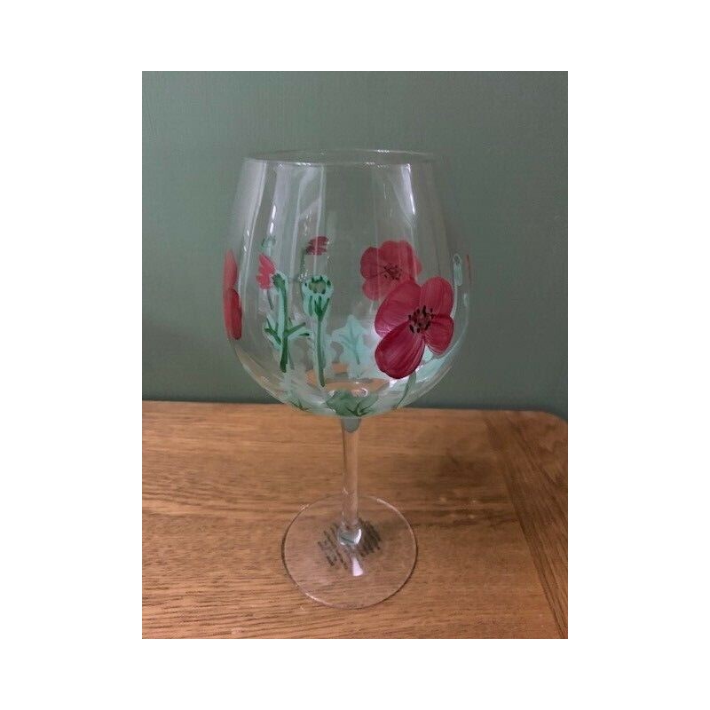 Arty Balloon Gin Glass Hand Painted Poppy