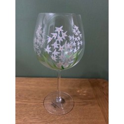 Arty Balloon Gin Glass Hand Painted White Hyacinth