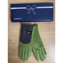 Equilibrium Boxed Gloves -  Quilted Trim Green - Boxed