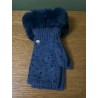 Equilibrium Gloves-Sparkle fingerless Fur Cuff Blue