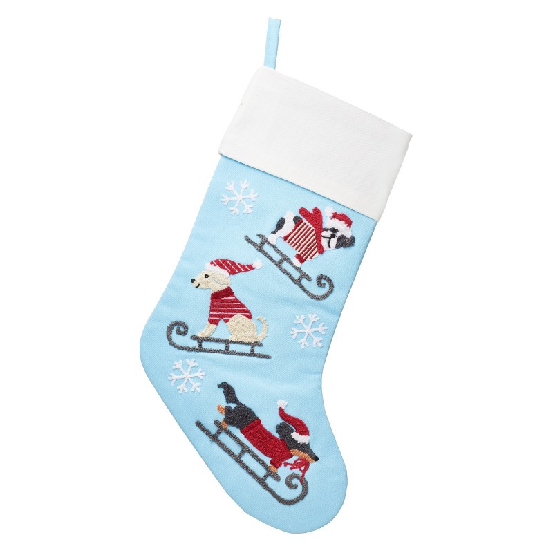 Dogs on Sledge Christmas Stocking by Sass and Belle