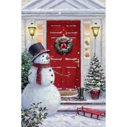 Help Charity Christmas Card pack of 8 Snowman By Door
