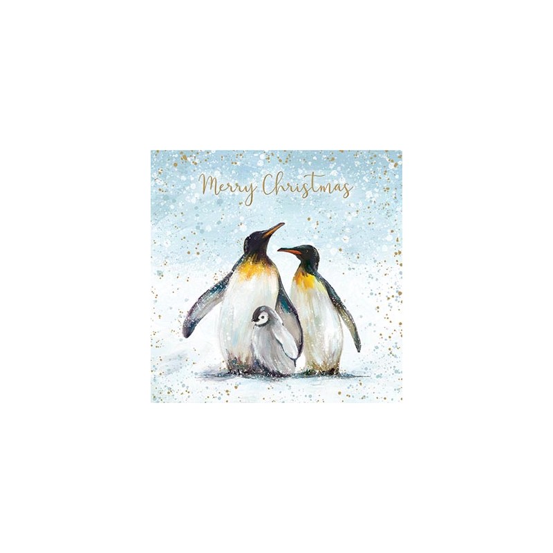Help Charity Christmas Card pack of 8 Penguin Family
