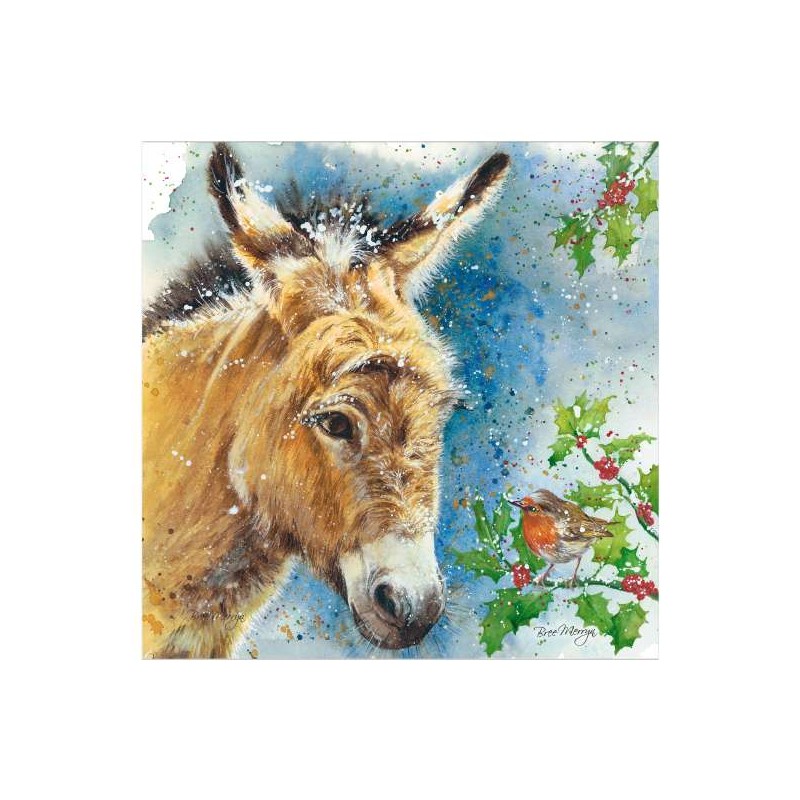 Bree Merryn Christmas Card - Dobbin Donkey & Robin