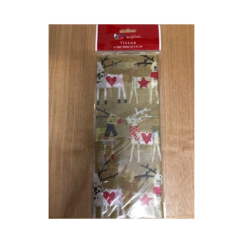 Christmas Reindeer Luxury Tissue Paper 4 Sheets
