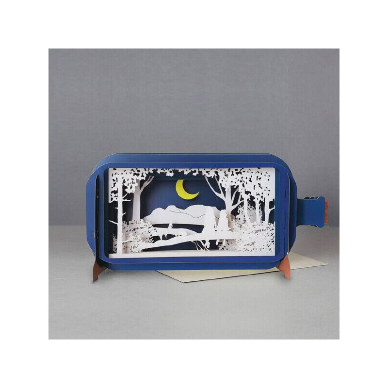 Message in a Bottle 3D Greeting Card - Moon & Sitting