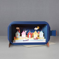 Message in a Bottle 3D Greeting Card - Beach Huts