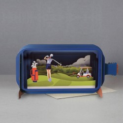 Message in a Bottle 3D Greeting Card - Lady Golfer