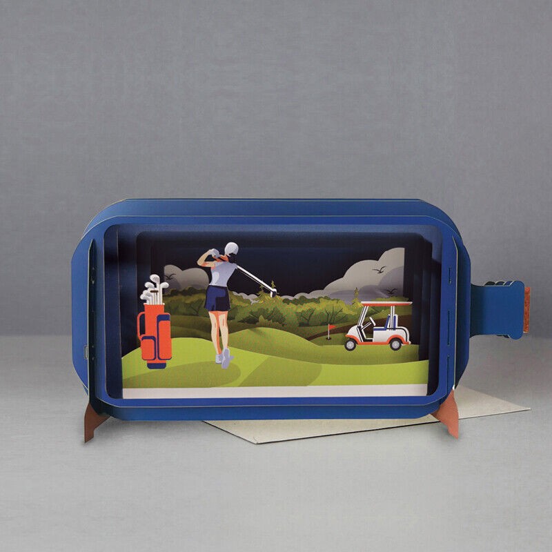 Message in a Bottle 3D Greeting Card - Lady Golfer
