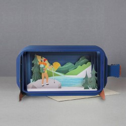 Message in a Bottle 3D Greeting Card - Hiker