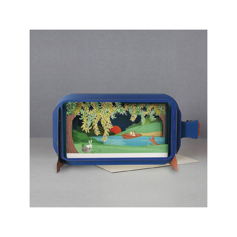 Message in a Bottle 3D Greeting Card - Boating Lake