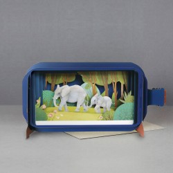 Message in a Bottle 3D Greeting Card - Elephants