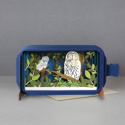 Message in a Bottle 3D Greeting Card - Owls