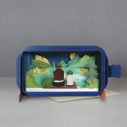 Message in a Bottle 3D Greeting Card - Fishing