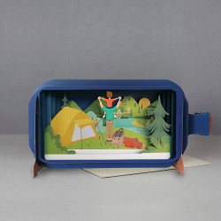 Message in a Bottle 3D Greeting Card - Camping