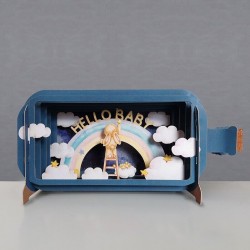 Message in a Bottle 3D Greeting Card - Hello Baby