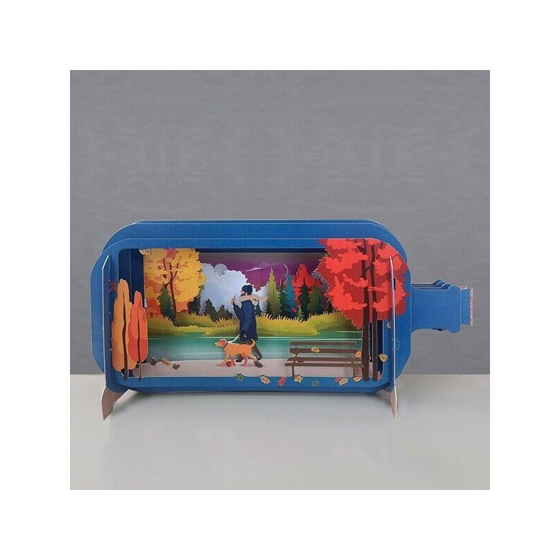 Message in a Bottle 3D Greeting Card - Autumn