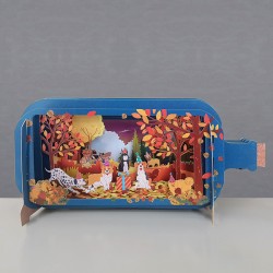 Message in a Bottle 3D Greeting Card - Dogs Party in Autumn