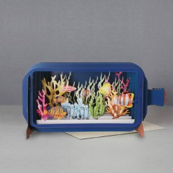 Message in a Bottle 3D Greeting Card - Marine Fish
