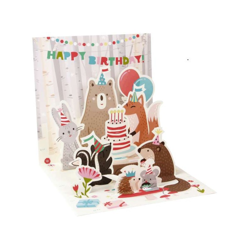 Treasures Pop-Up Birthday Greeting Card - Animal Party