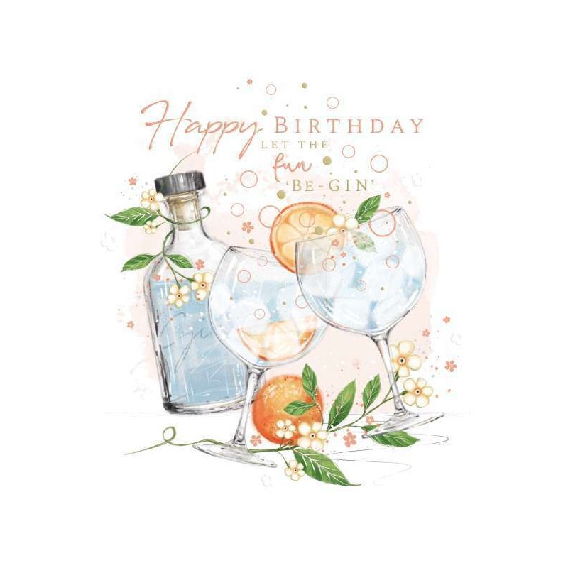 Gin and Orange Birthday Greeting Card