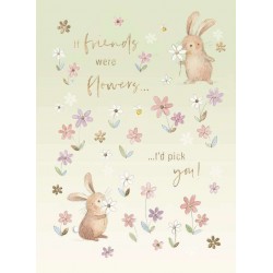 Rabbit and Flowers Friend Birthday Card