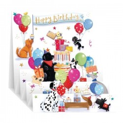 Birthday 3D Pop Up Greeting Card Dog Party